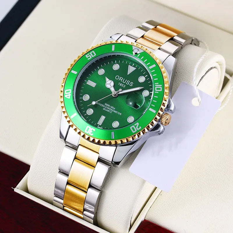 business solid color single folding buckle quartz men's watches
