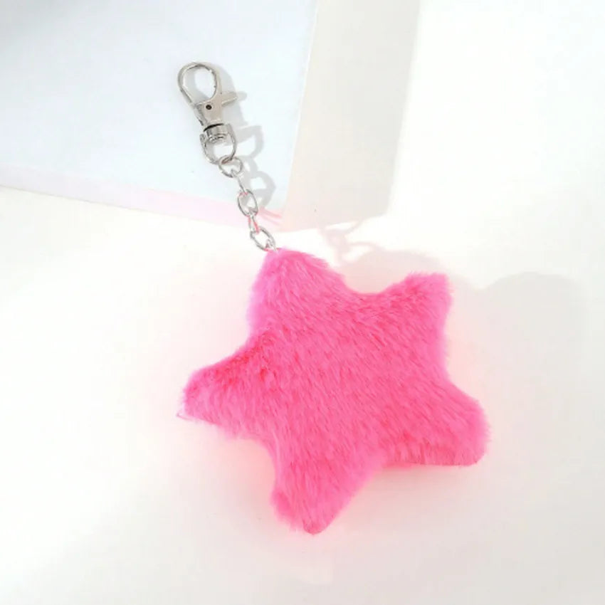 cute star imitation fur alloy bag pendant keychain