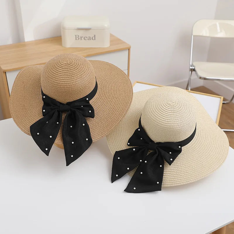 women's simple style classic style color block wide eaves straw hat