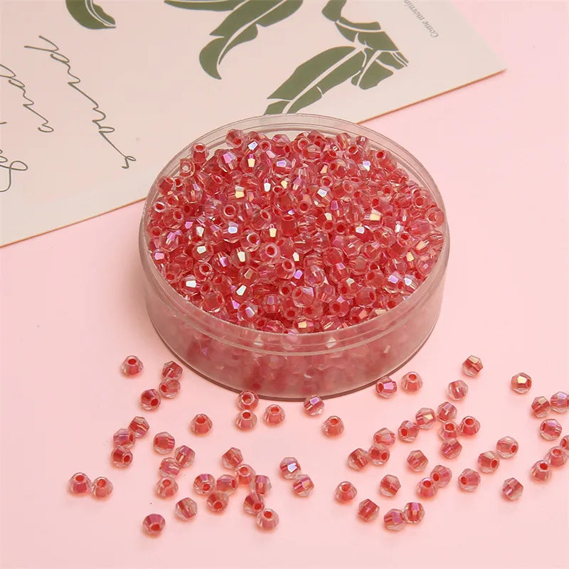 4mm Facet Rainbow Rhombus Crystal Beads Glass DIY Handmade Loose Beads Material Jewelry Accessories Ornament Making Kit