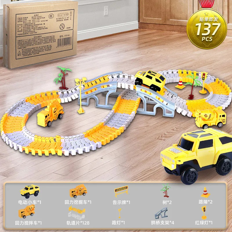 explosions children's educational toy car wholesale stall economic DIY electric rail car toy stall dealer