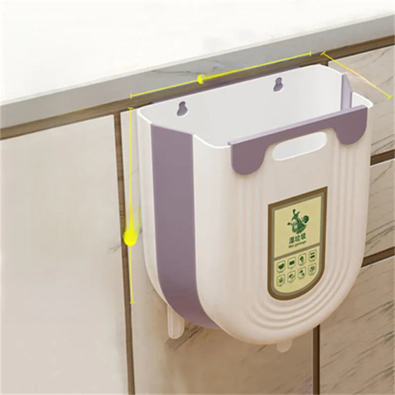Kitchen Trash Bin Hanging Household Kitchen Waste Classification Folding Cabinet Door Wall Hanging Toilet Toilet Storage Paper Basket