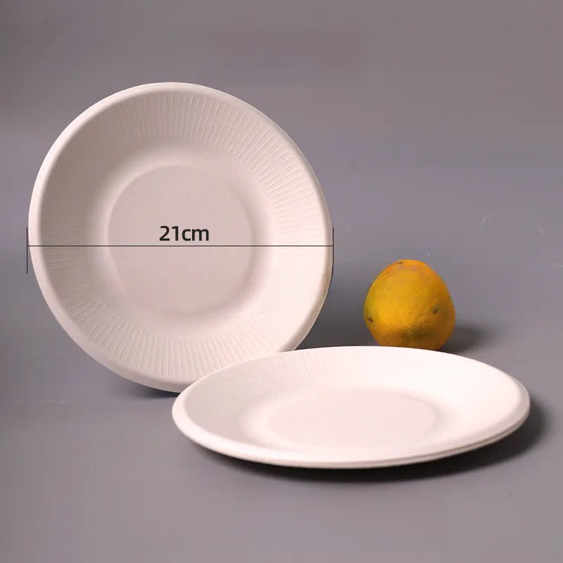Disposable Sugarcane Pulp Paper Plate Dinner Plate Barbecue Cake Kindergarten Drawing DIY Paper Plate Thickened Pulp Plate