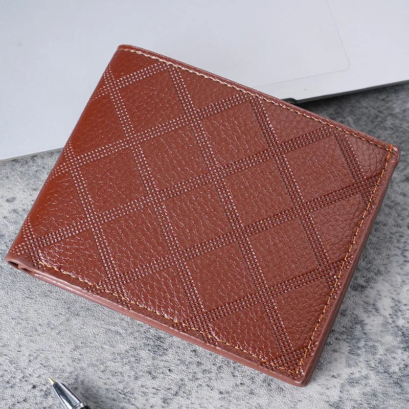 men's solid color pu leather open small wallets