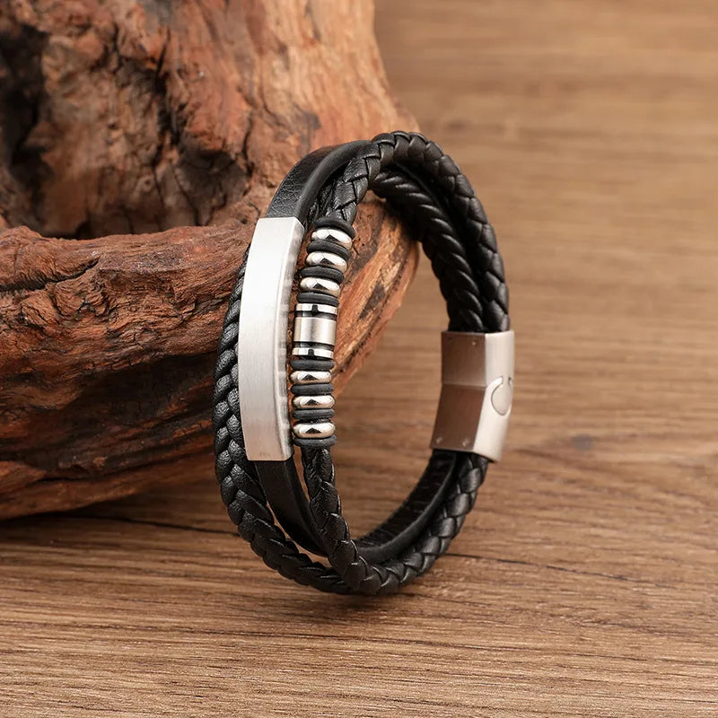 hip-hop retro geometric stainless steel polishing men's bangle