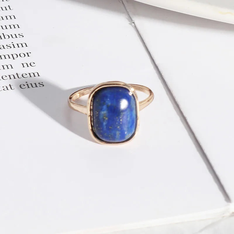 1 piece casual rectangle alloy plating inlay natural stone shell women's rings