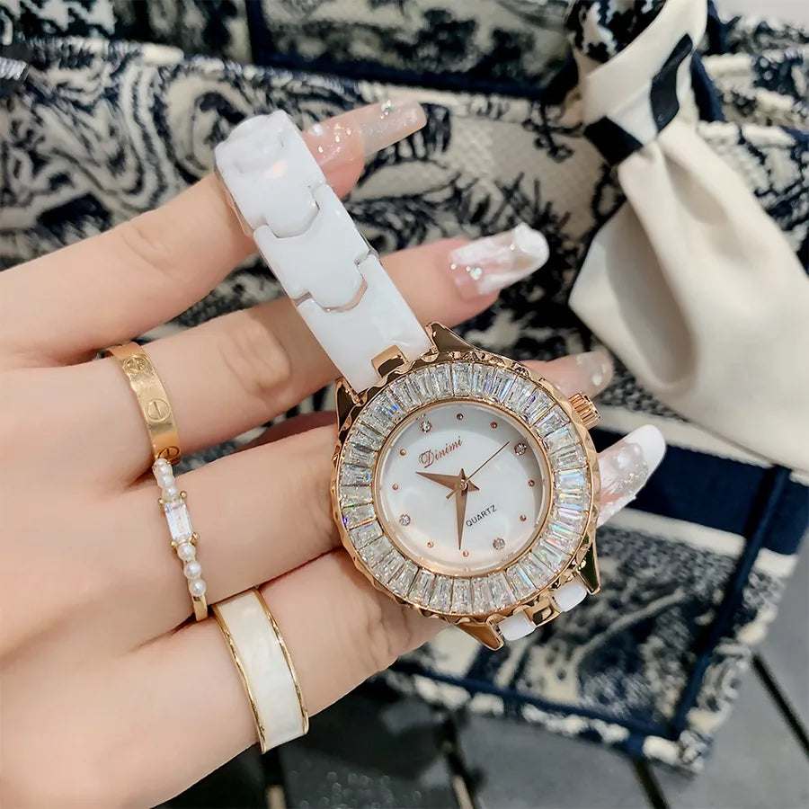 Elegant Solid Color Butterfly Double Snap Quartz Watch Women's Watches