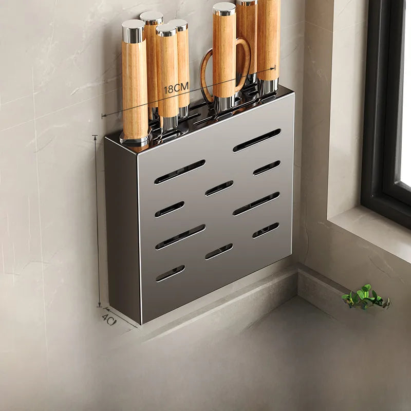 Kitchen knife holder knife storage rack punch-free wall-mounted storage box knife kitchen knife household knife storage seat