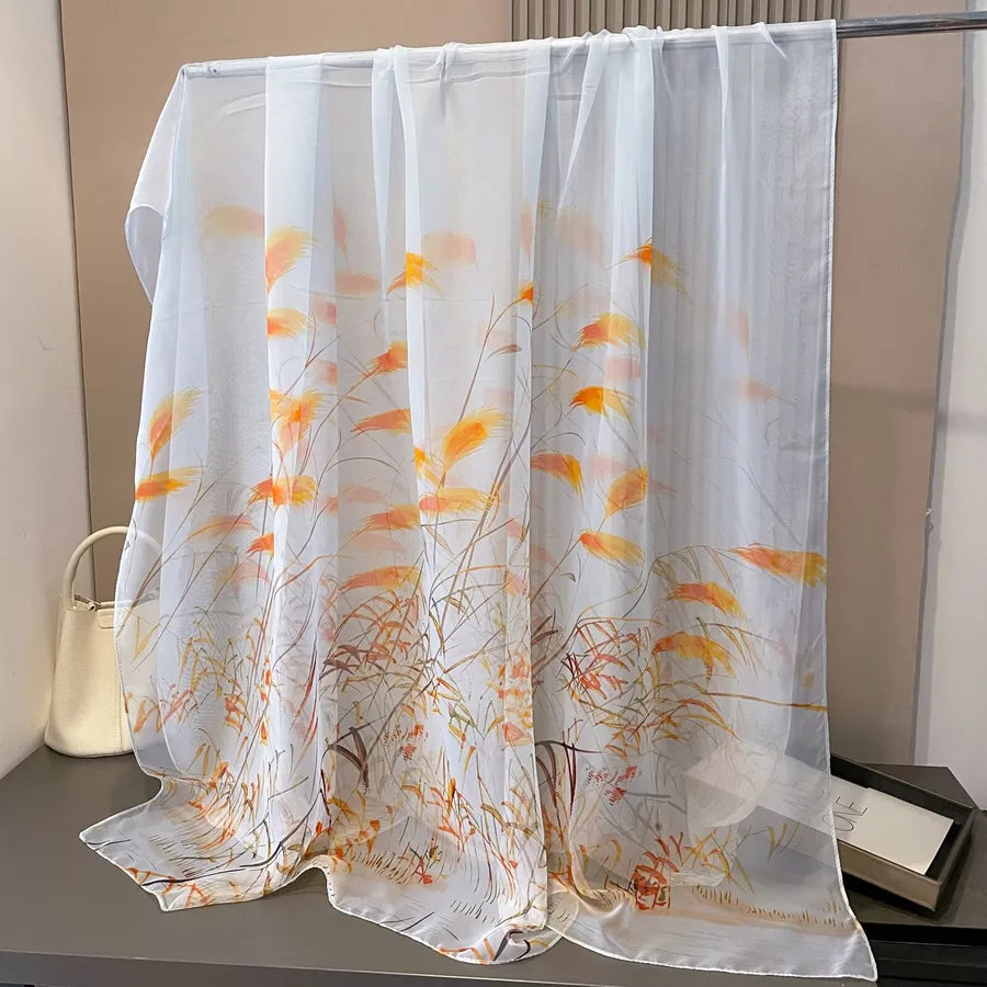 Women's Retro Flower Brocade Yarn Silk Scarf