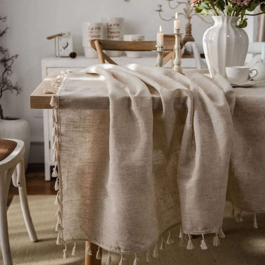 Vintage Style Simple Style Tassel blended Tablecloths