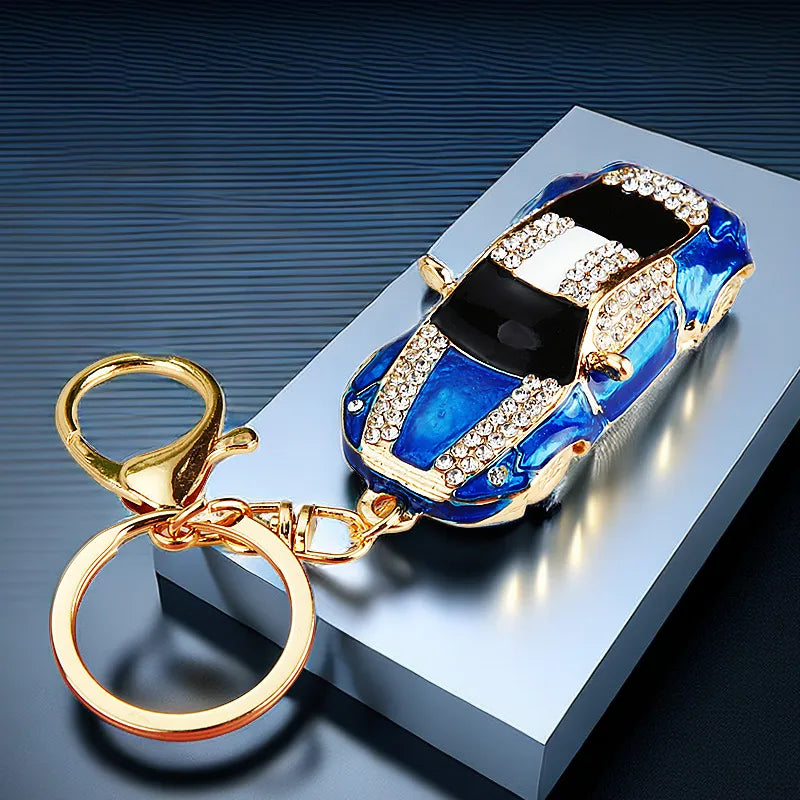 cute car metal diamond women's bag pendant keychain