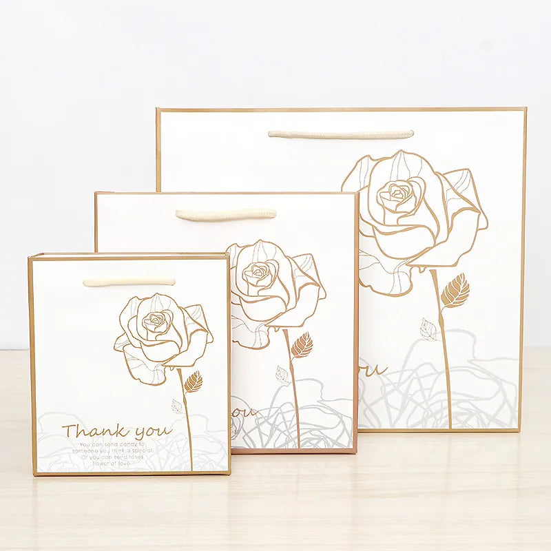 gold flower gold edge printing card kraft paper bag gift clothing packaging bag