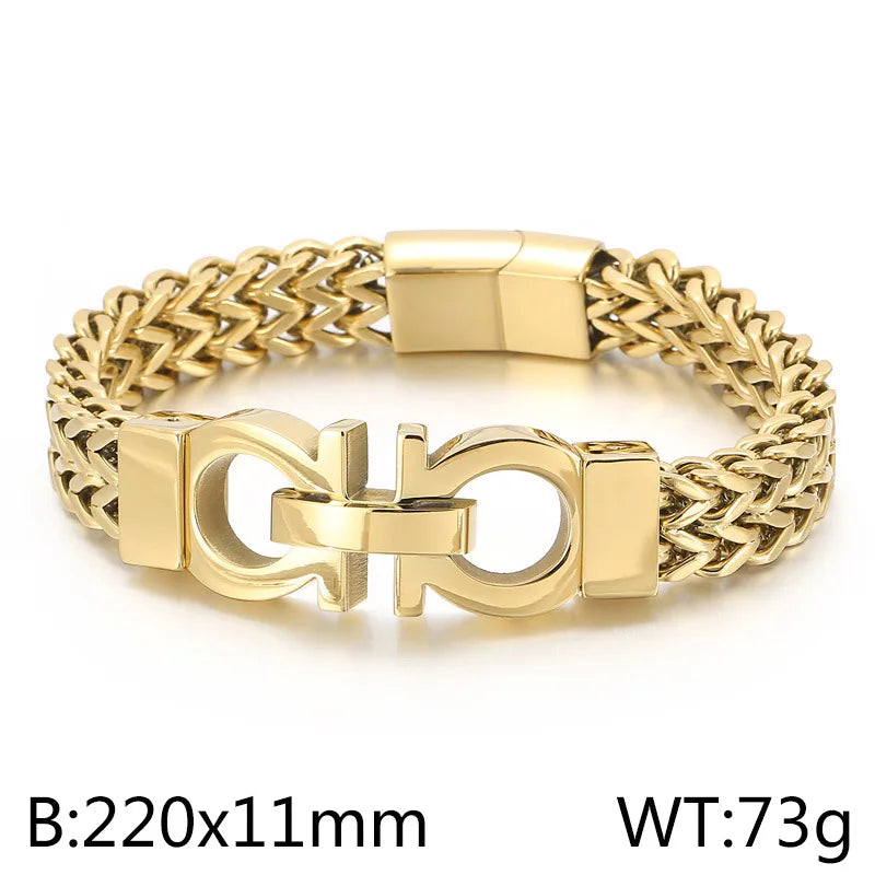 casual simple style geometric titanium steel plating men's bracelets
