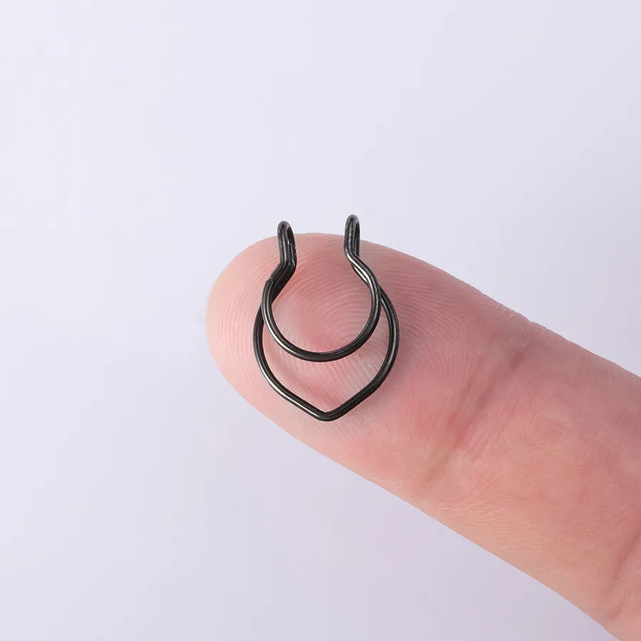 simple style solid color stainless steel nose ring 1 piece