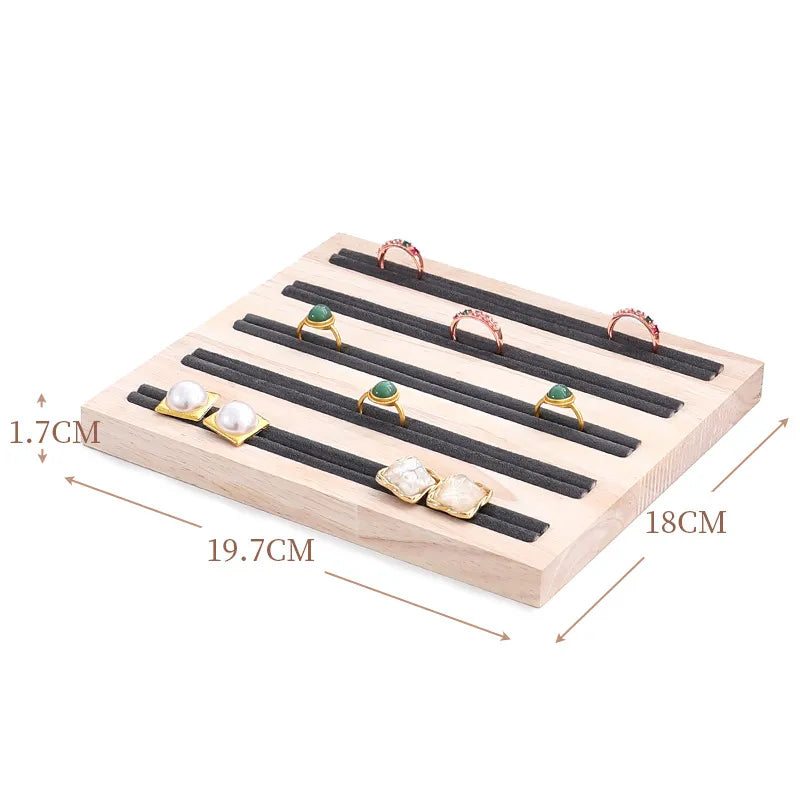 Elegant Wooden Jewelry Display Stand Ring Holder Multi-Functional Luxury Style Square Insert Plate Jewelry Accessory Showcase