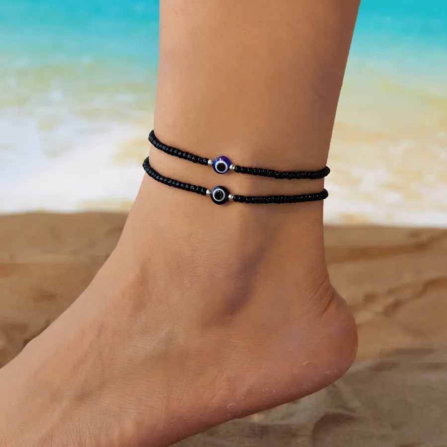 Bohemian starfish rice beads crystal anklet suit summer all-match beach rice beads shell multi-layer anklet wholesale