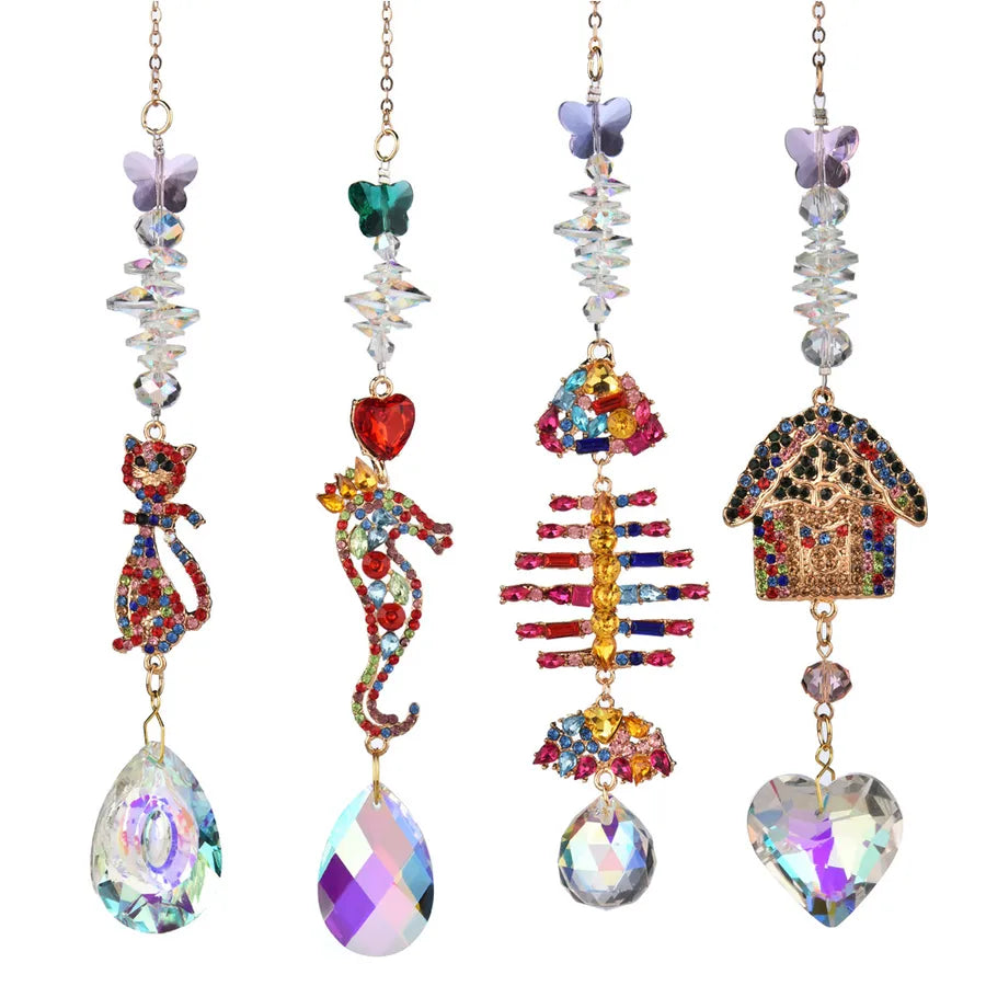 vintage style simple style cat artificial crystal wind chime