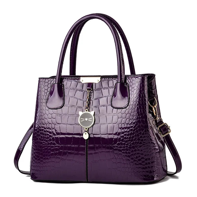Bright Leather Women's Handbag  Autumn and Winter New Fashionable Mother's Bag Large Capacity Embossed Shoulder Crossbody Bag for Women
