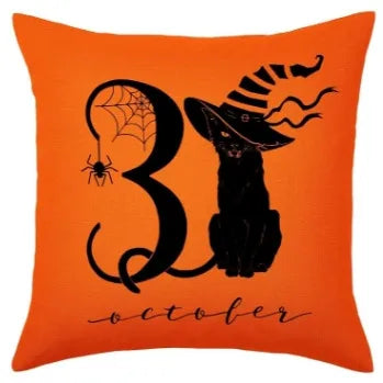 Pumpkin Halloween Cushion Covers American Style Linen Material Cartoon Animation Pattern Colorful Living Room Car Accessories