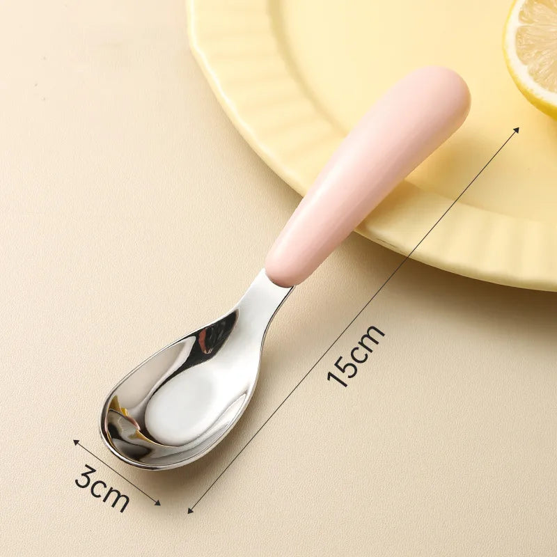 casual solid color stainless steel spoon 1 set