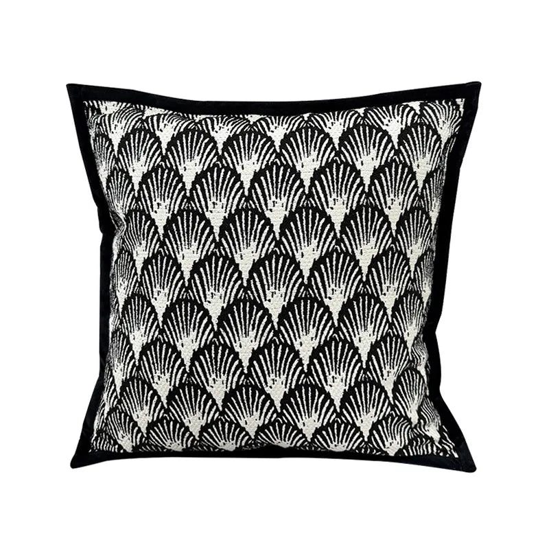 Modern Minimalist Refreshing Black White Sofa Pillow Backlight Luxury Bedside Cushion Cover Stripe Plant Floral Heart Shape Pattern