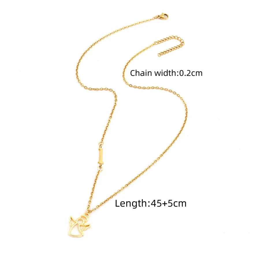 Wholesale Jewelry Elegant Simple Style Classic Style Angel Letter 201 Stainless Steel 304 Stainless Steel Copper cable chain Pendant Necklace