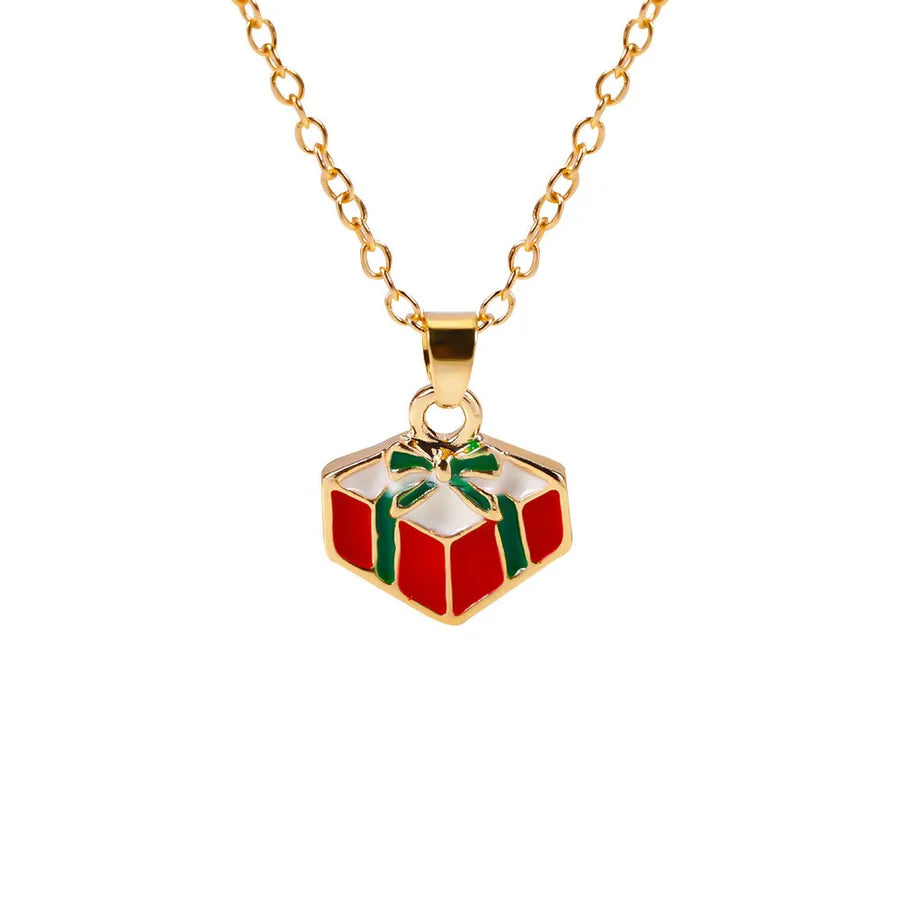 Christmas Themed Alloy Pendant Necklace With Bell Snowflake Design Geometric Pattern For Men And Women Christmas Tree Santa Claus Deer Stick