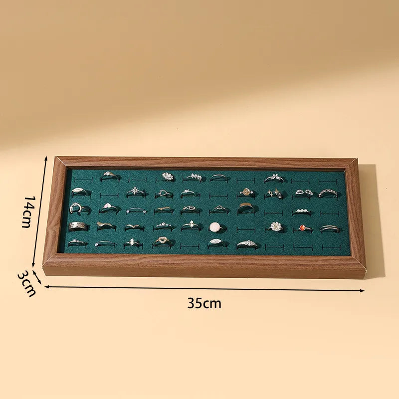 Creative Wooden Jewelry Display Tray Earring Storage Plate Jewelry Box Showcase Props Stand Wood Grain Pattern