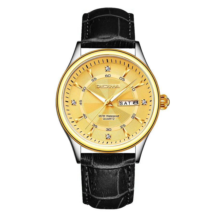 Casual Color Block Solid Color Butterfly Double Snap Quartz Men's Watches