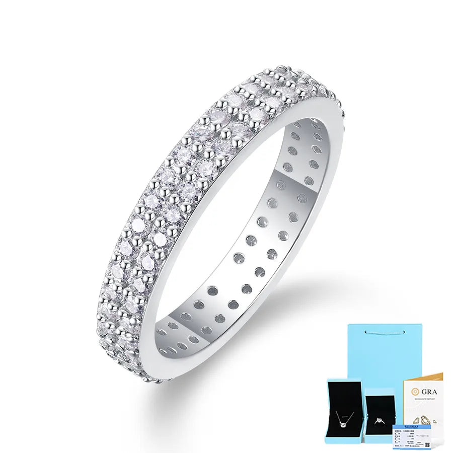 925 Sterling Silver Moissanite Geometric Rings GRA Certificate