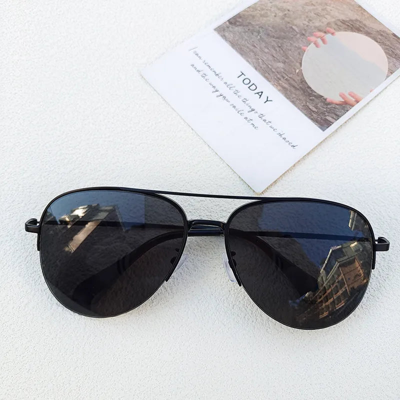 casual streetwear solid color pc avaitor half frame men's sunglasses