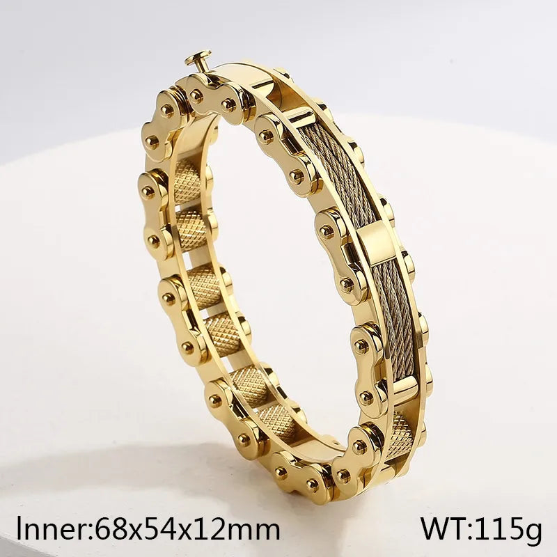 Rock Fashion Vacuum Plating Bicycle Chain Stainless Steel Men's Bracelet
