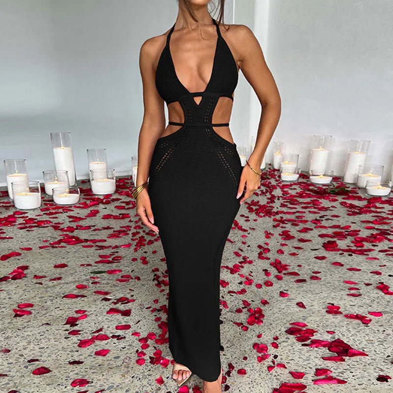 women's sexy solid color backless 1 piece cover ups