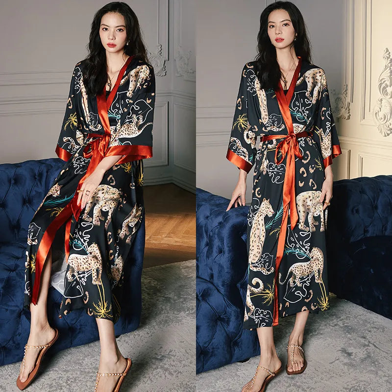new satin chiffon ice silk light bathrobe multicolors