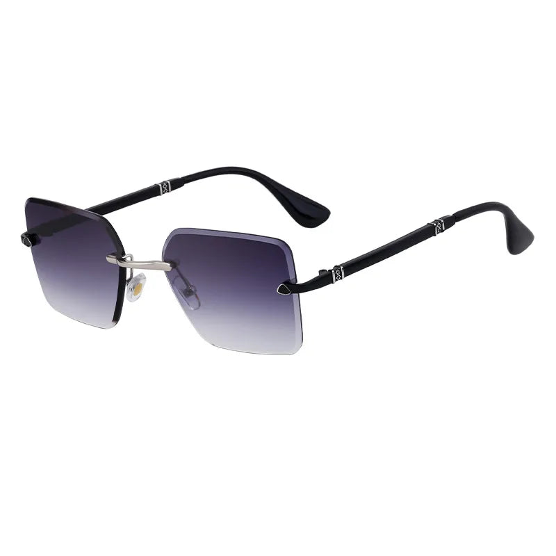 Simple Style Solid Color Pc Gradient Tinted Lenses Square Frameless Men's Sunglasses