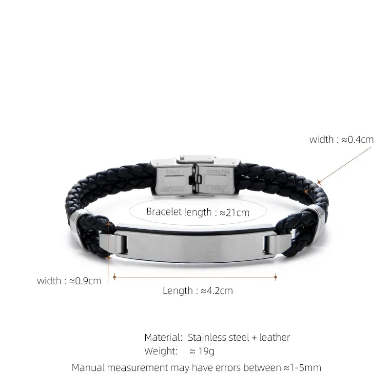 Casual Streetwear Geometric 304 Stainless Steel Pu Leather Braid 18K Gold Plated Men's Bracelets