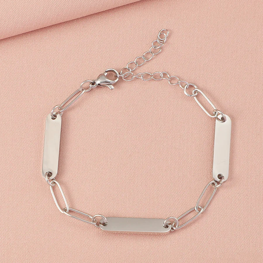 Simple Style Geometric 304 Stainless Steel Paperclip Chain Bracelets In Bulk