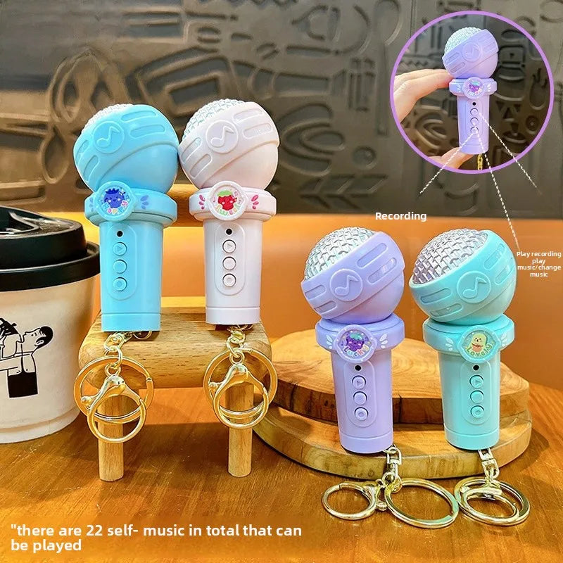 Creative Multi-Functional Recording Microphone Keychain Cute Bag Accessory Fun Student Toy Pendant Gift ABS Material Lovely Style
