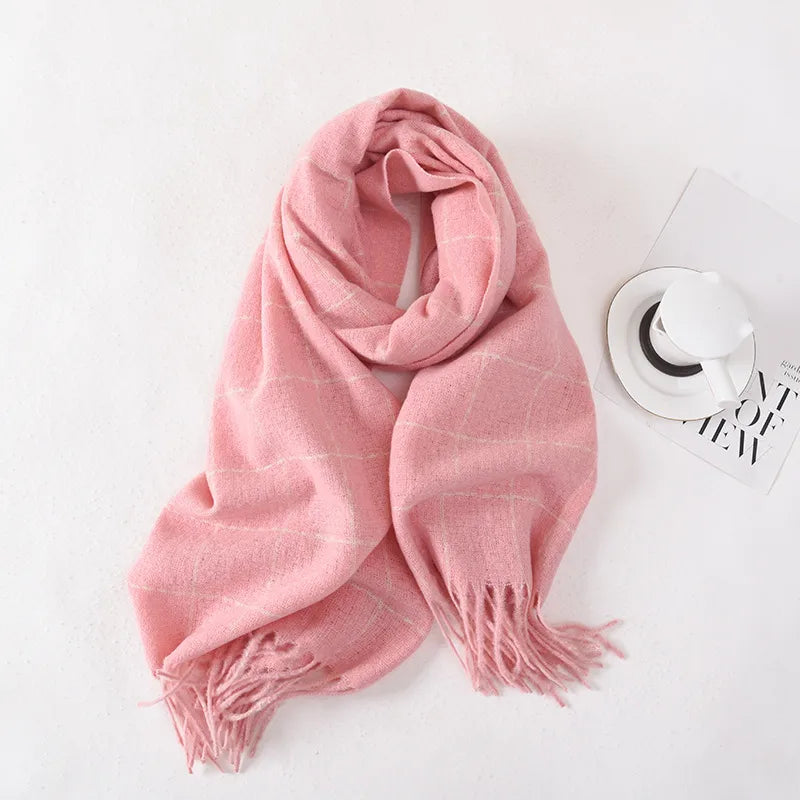 Women's Basic Plaid Imitation cashmere Polyester Scarf