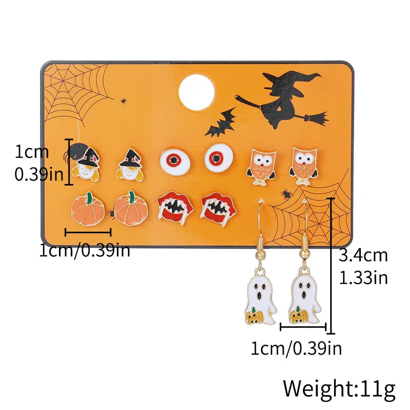 Halloween Horror Atmosphere Spider Pumpkin Skull Ear Cuff Combo Festive Ear Studs Set Unisex Original Design Alloy Jewelry