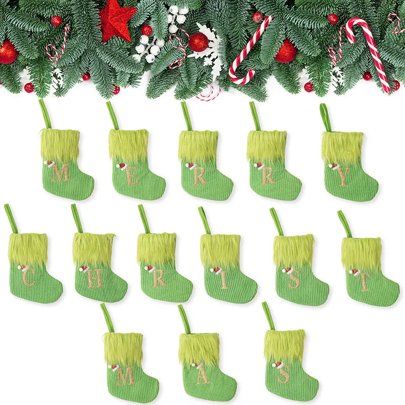 Christmas Nordic Style Cartoon Style Classic Style Christmas Hat Letter Nonwoven Polyester Party Festival Christmas socks Decorations Hanging Ornaments