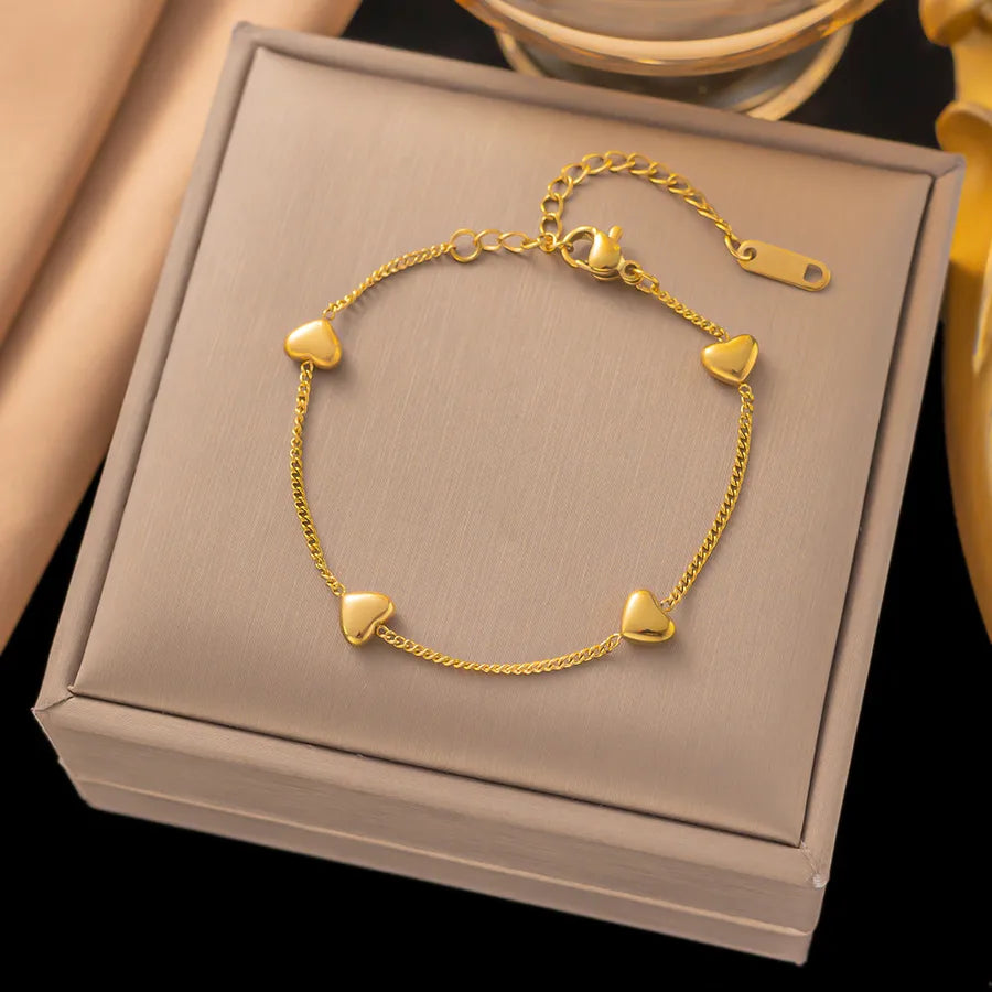 Elegant Simple Style Geometric 304 Stainless Steel Paperclip Chain cable chain Bracelets In Bulk