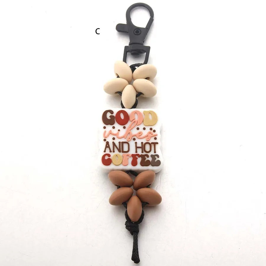 Cute Letter Flower Silica Gel Unisex Keychain