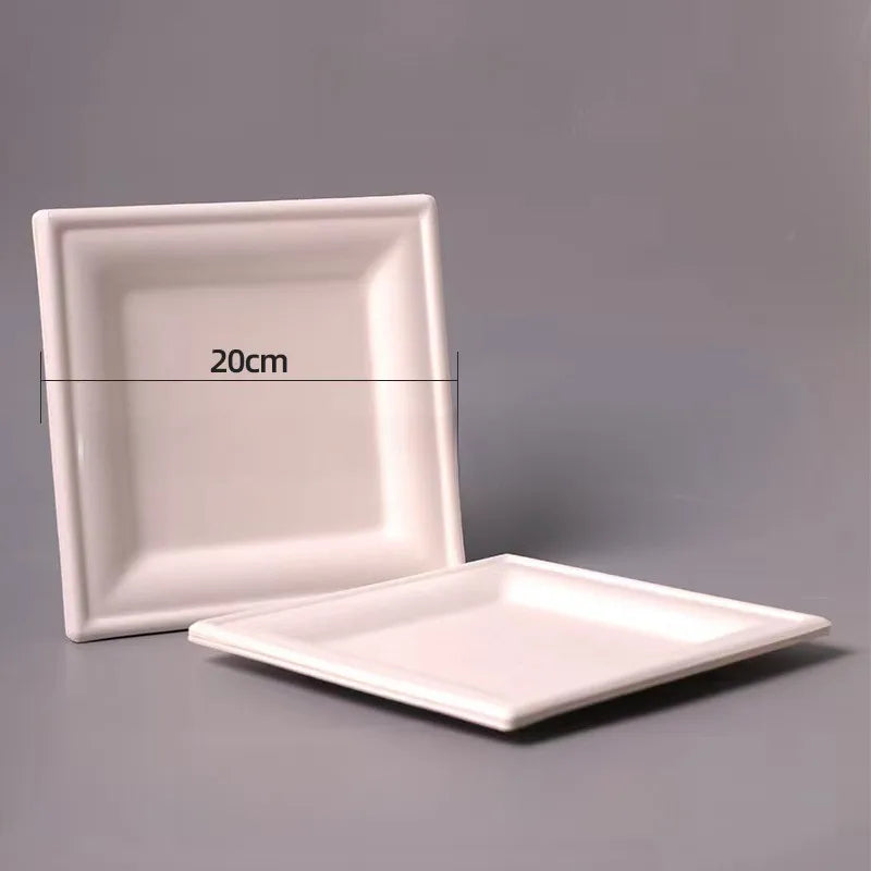 Disposable Sugarcane Pulp Paper Plate Dinner Plate Barbecue Cake Kindergarten Drawing DIY Paper Plate Thickened Pulp Plate