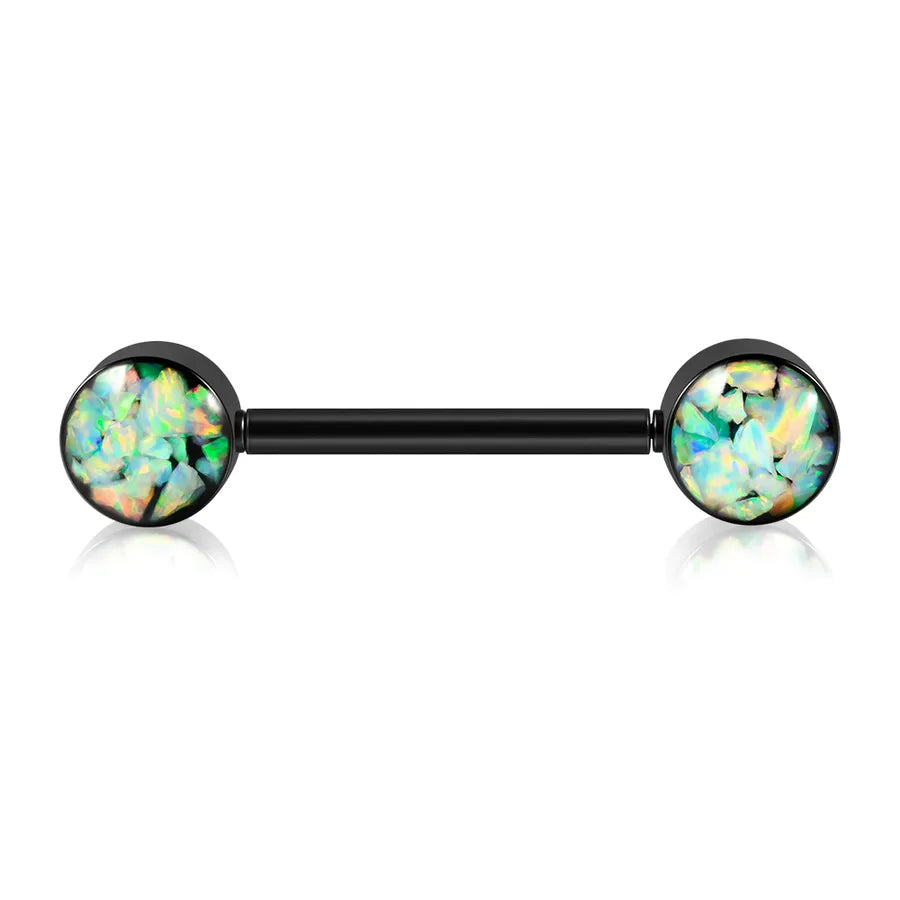 1 Piece Nipple Rings & Studs Sexy Double Head 304 Stainless Steel Opal Plating Opal 18K Gold Plated