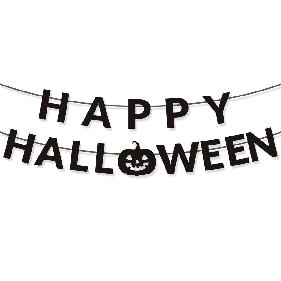Halloween Party Decoration Pumpkin Ghost Flag Happy Halloween Themed Paper Props For Spooky Festive Atmosphere