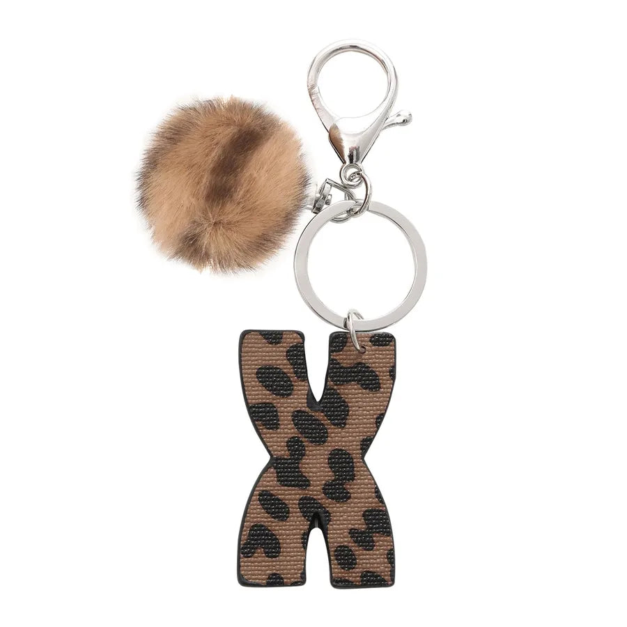 retro leopard pu leather bag pendant keychain
