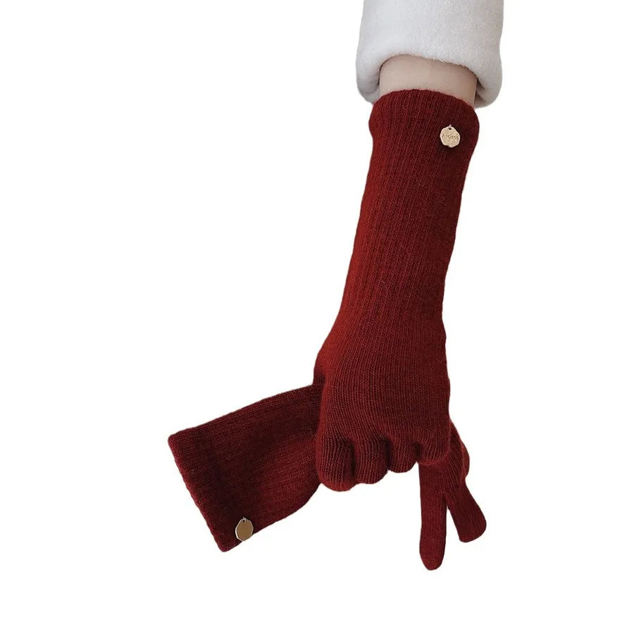 High Quality Bear Fur Wool Winter Long Warm Gloves Women's Touchscreen Compatible Soft Versatile Luxury Feel Elegant Business Style