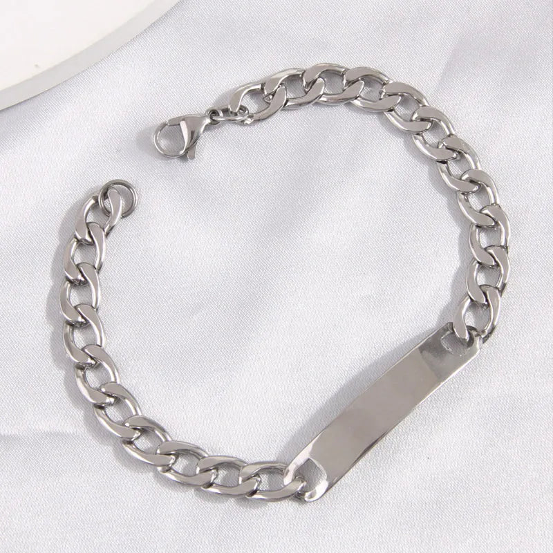 Hip-Hop Rectangle 304 Stainless Steel Men's Bracelets