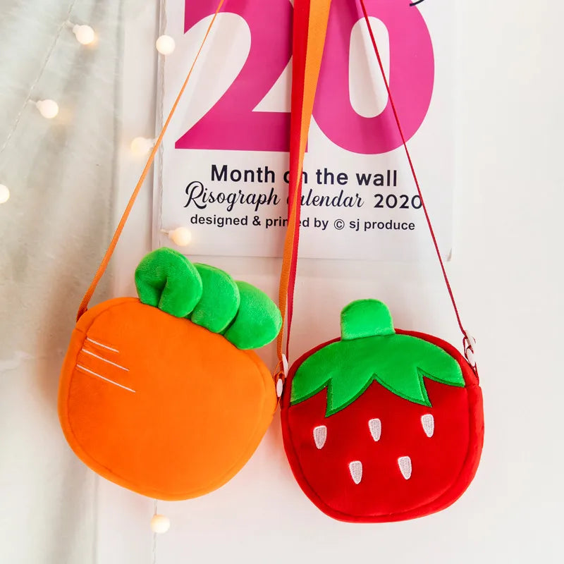 New Style Strawberry Carrot Fruit Bag Children's Coin Purse Cute Girls' Crossbody Bag Forest Style Ins Women's Bag